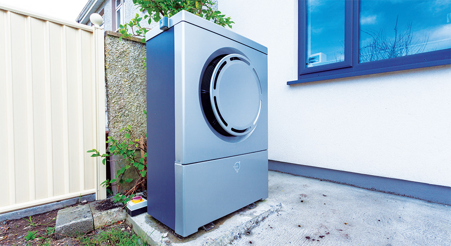 The outdoor unit of the Thermia air-towater heat pump system