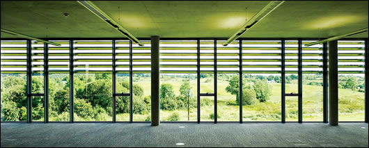 An iroko brise soleil helps to prevent glare and overheating